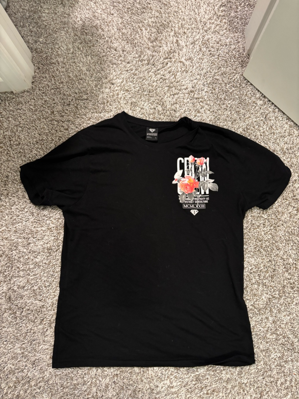 Black Floral Graphic Men's T-Shirt